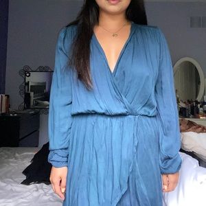 Love Brand Seablue Long Sleeve Wrap Dress Size M